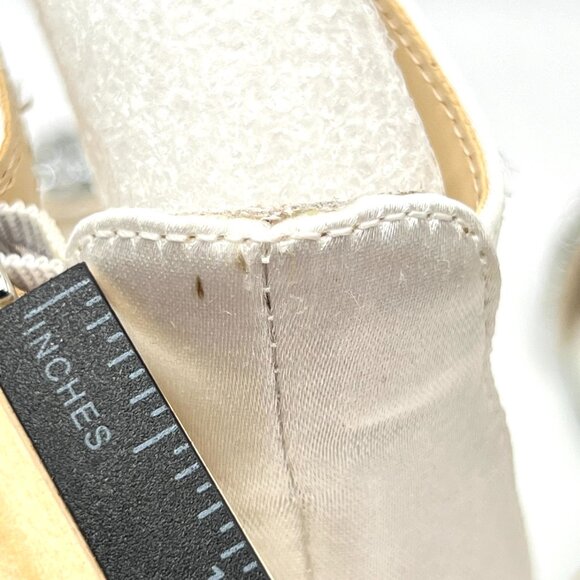 Betsey Johnson Womens Size 6.5 Mel White Satin Jewel Heels Dress Sandals Shoes - Picture 8 of 14